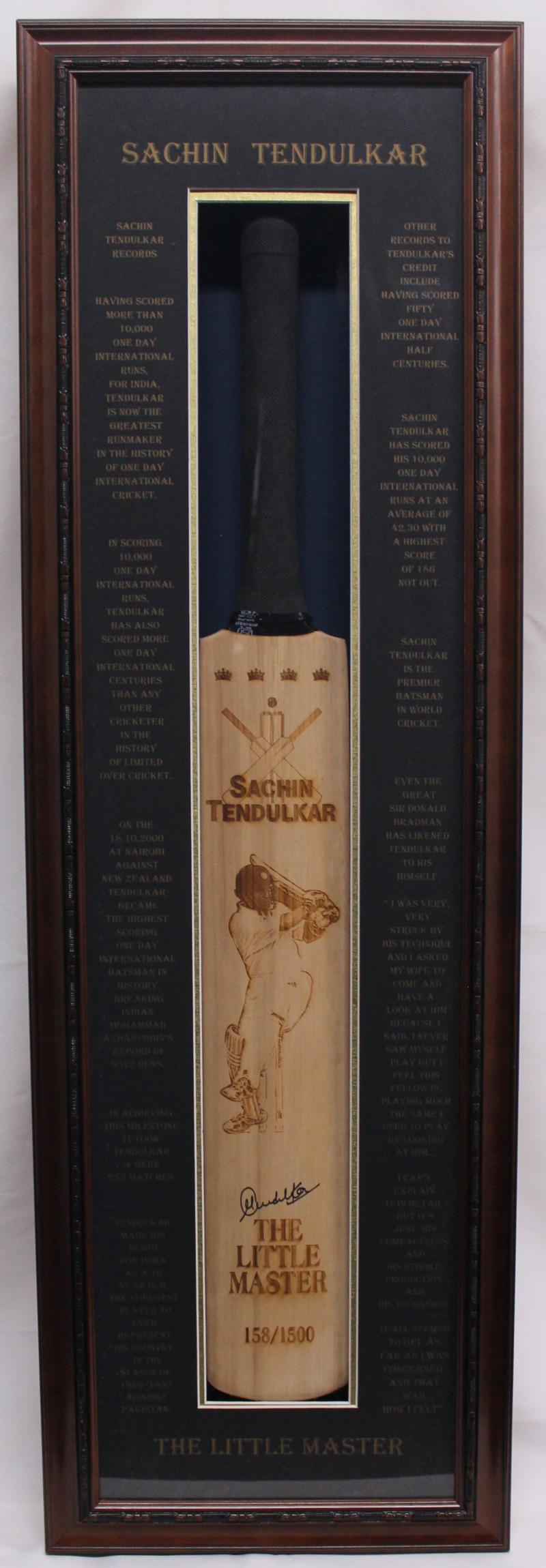 Load image into Gallery viewer, Sachin Tendulkar &#39;The Little Master&#39; Signed Bat, from Unique Memorabilia. 
