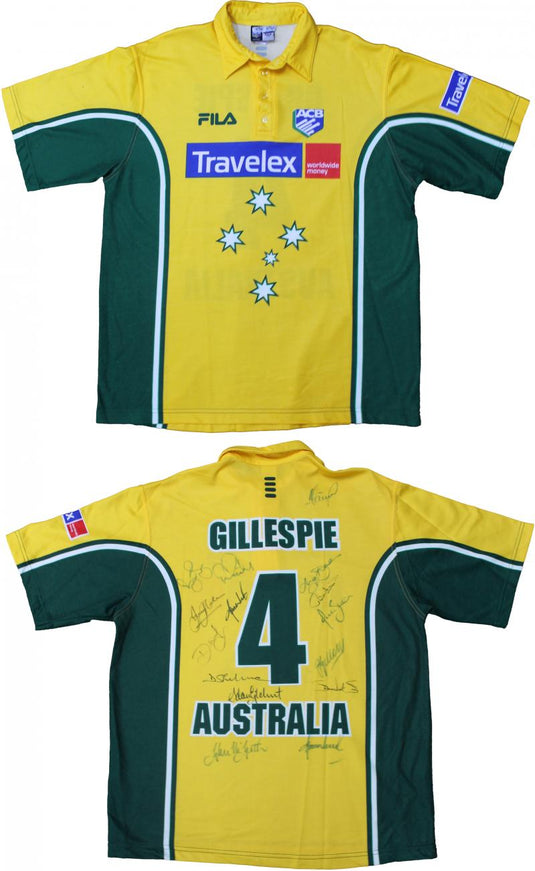 2001 Australian ODI Team Signed and Match Worn 'Gillespie' Shirt, from Unique Memorabilia. 
