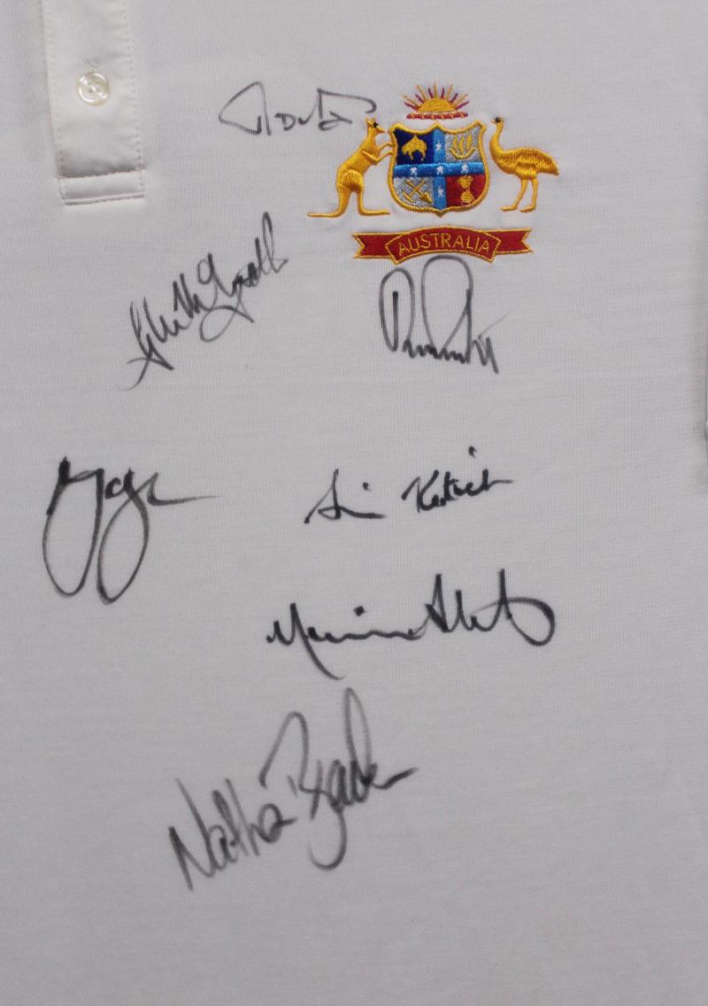 Load image into Gallery viewer, Australia 2001 Ashes Team Signed Shirt, from Unique Memorabilia. 
