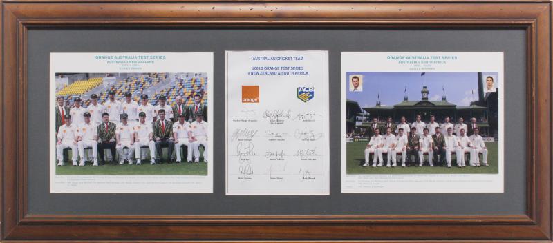 Load image into Gallery viewer, 2001/02 Australia Test Series vs NZ and SA Team Signed Collage, from Unique Memorabilia. 
