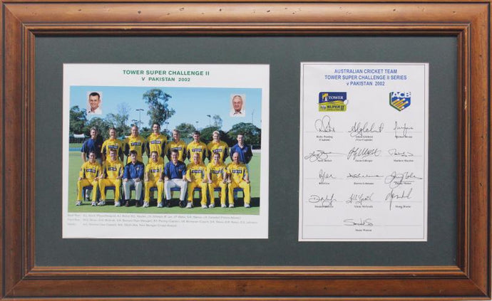 2002 Australia vs Pakistan Team Signed Collage, from Unique Memorabilia. 