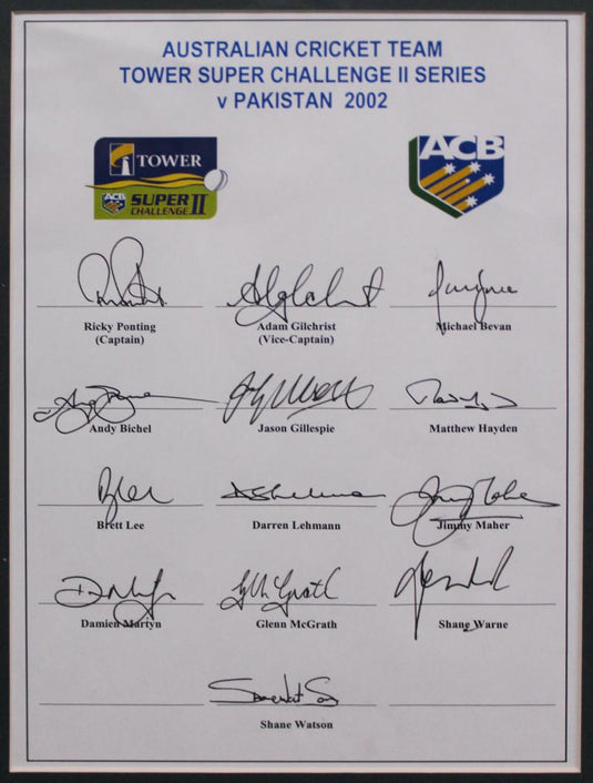 2002 Australia vs Pakistan Team Signed Collage, from Unique Memorabilia. 