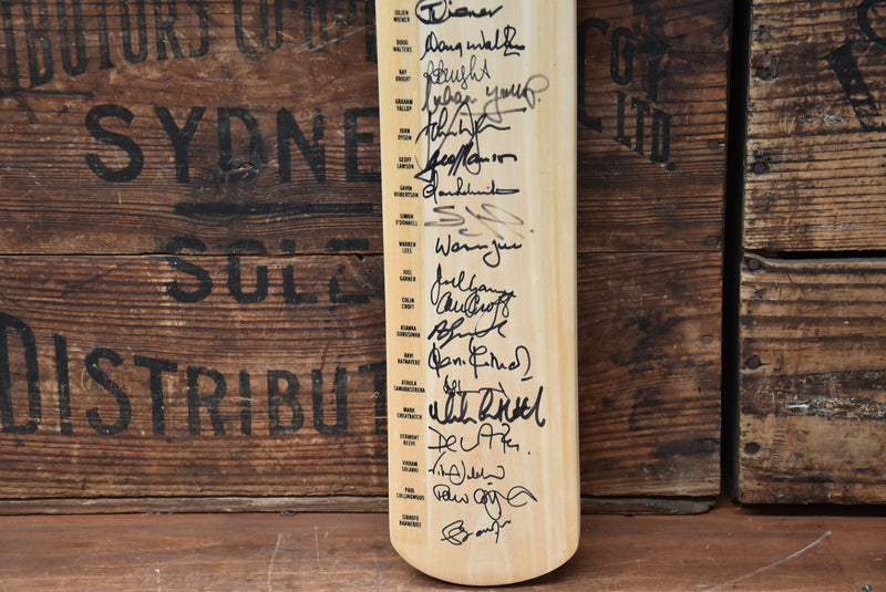 Load image into Gallery viewer, 2002 Australia vs The World Tenth Anniversary Personally Signed Bat, from Unique Memorabilia. 

