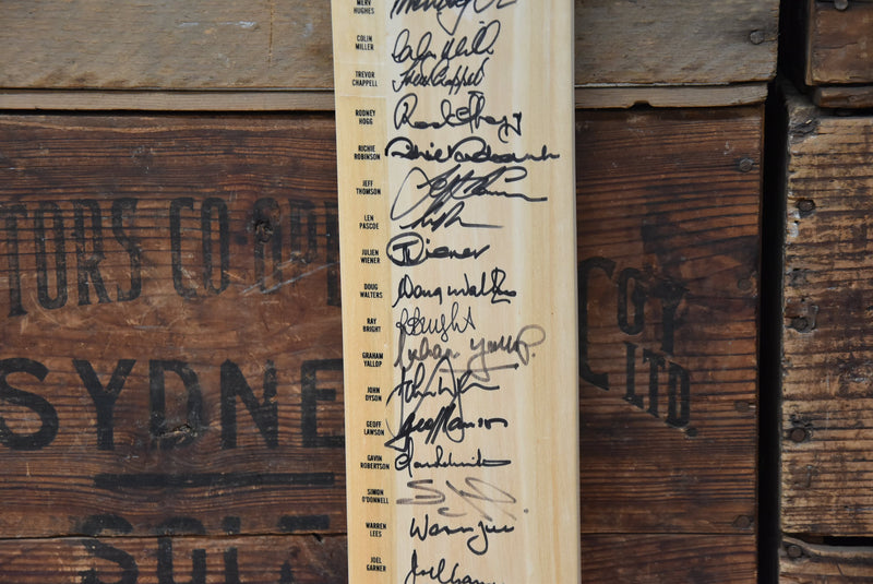 Load image into Gallery viewer, 2002 Australia vs The World Tenth Anniversary Personally Signed Bat, from Unique Memorabilia. 
