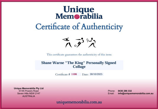 Certificate of Authenticity for Shane Warne 
