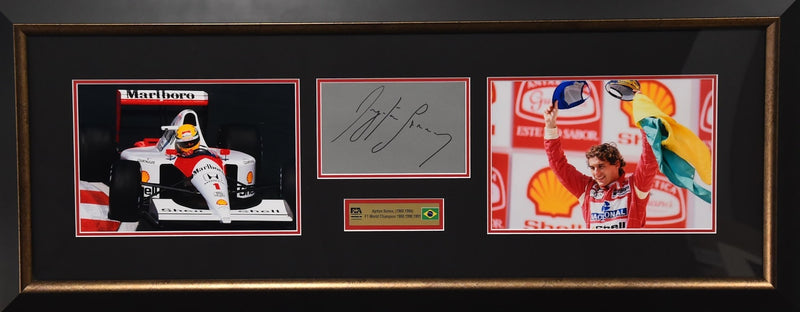 Load image into Gallery viewer, Ayrton Senna Personally Signed Collage, From Unique Memorabilia. 
