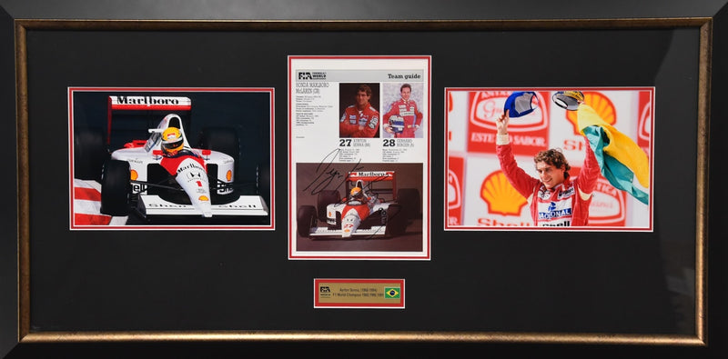 Load image into Gallery viewer, Ayrton Senna Personally Signed Collage, from Unique Memorabilia. 
