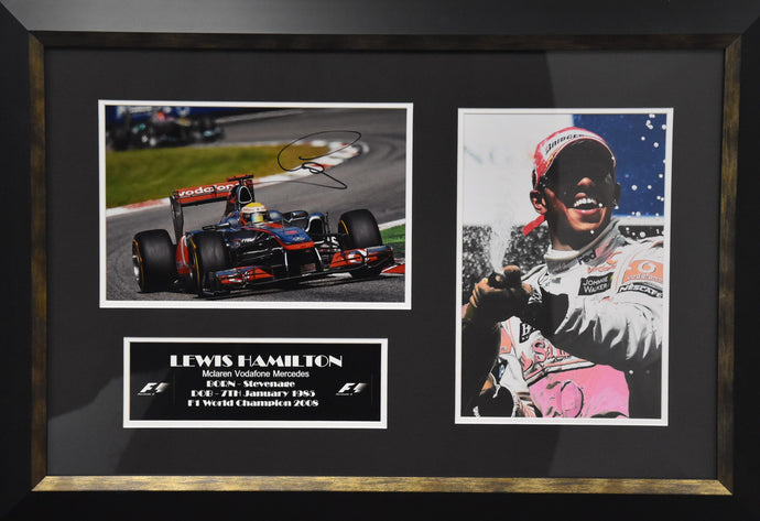 Lewis Hamilton Personally Signed Collage, from Unique Memorabilia. 