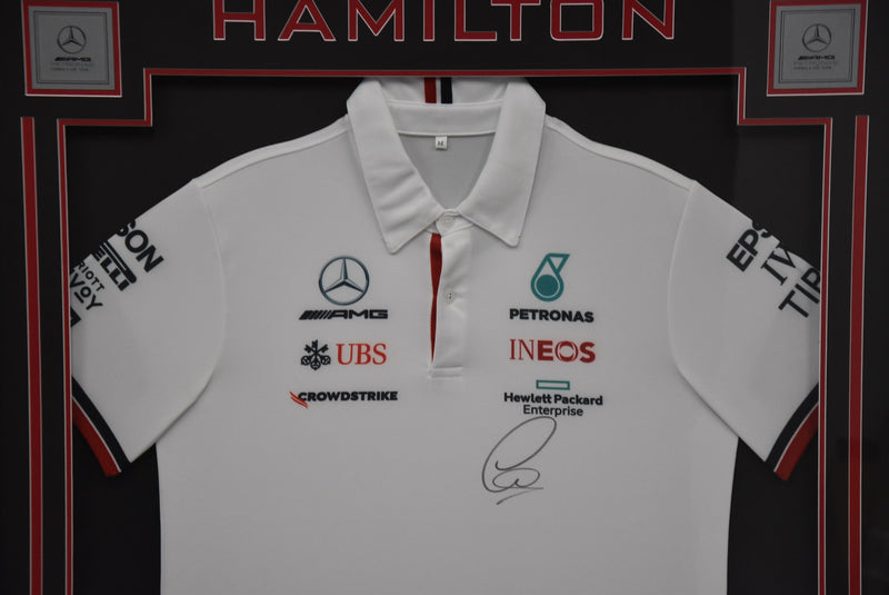 Load image into Gallery viewer, Lewis Hamilton Signed Collage, from Unique Memorabilia. 
