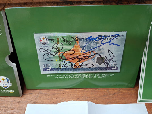 2014 Ryder Cup Bank Note Signed McIlroy, Poulter, McDowell, Donaldson, Bjorn, Gallacher