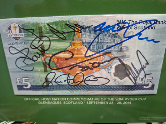 2014 Ryder Cup Bank Note Signed McIlroy, Poulter, McDowell, Donaldson, Bjorn, Gallacher