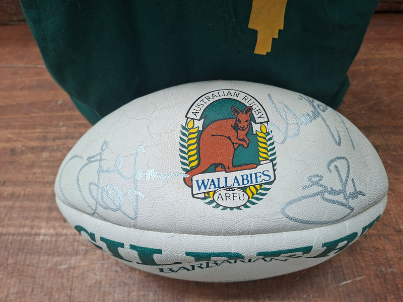 Load image into Gallery viewer, Jonah Lomu &amp; David Campese Personally Signed Ball and DC Singlet
