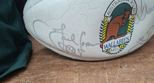 Jonah Lomu & David Campese Personally Signed Ball and DC Singlet