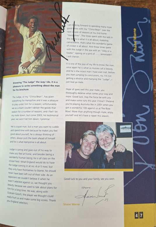 Shane Warne & Many Others Personally Signed Robin Smith Testimonial Publication
