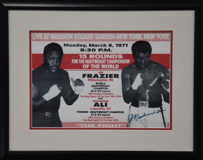 'The Fight' Personally Signed by Muhammad Ali and Joe Frazier, from Unique Memorabilia. 