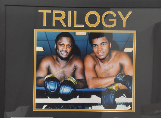 'Trilogy' Muhammed Ali and Joe Frazier Signed Collage, From Unique Memorabilia. 