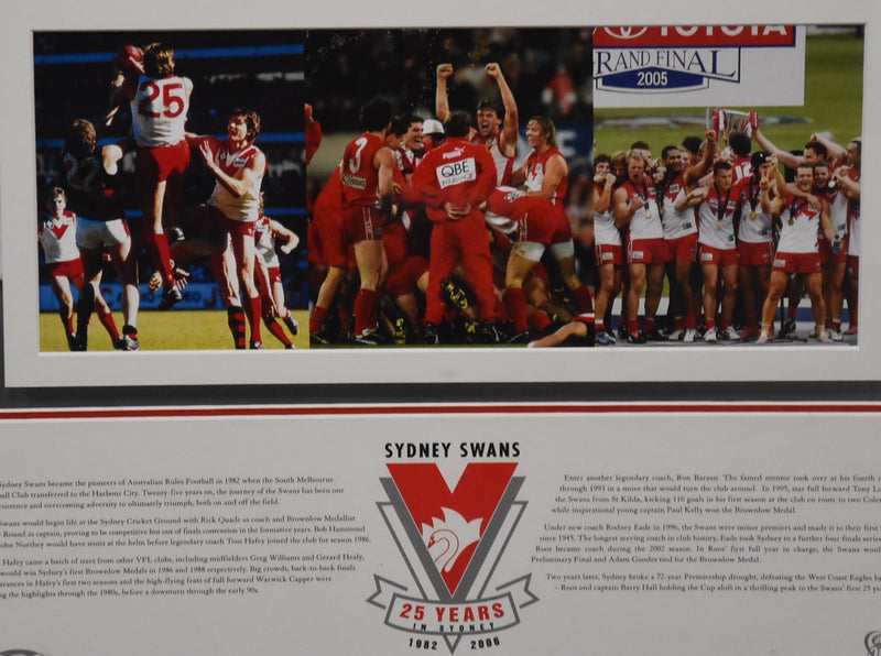Load image into Gallery viewer, 25 Years of Legendary Swans Personally Signed Collage, from Unique Memorabilia. 
