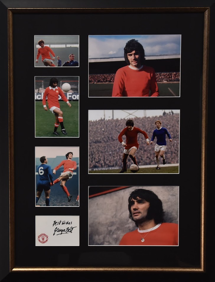 Load image into Gallery viewer, George Best Personally Signed Collage, from Unique Memorabilia. 
