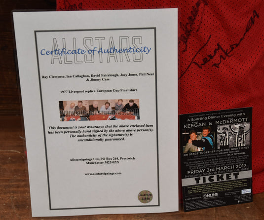 Liverpool 1977 European Cup Winners Signed Shirt, from Unique Memorabilia. 