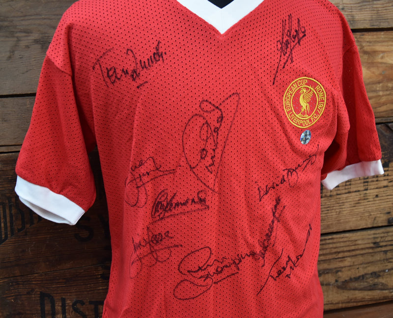 Load image into Gallery viewer, Liverpool 1977 European Cup Winners Signed Shirt, from Unique Memorabilia. 
