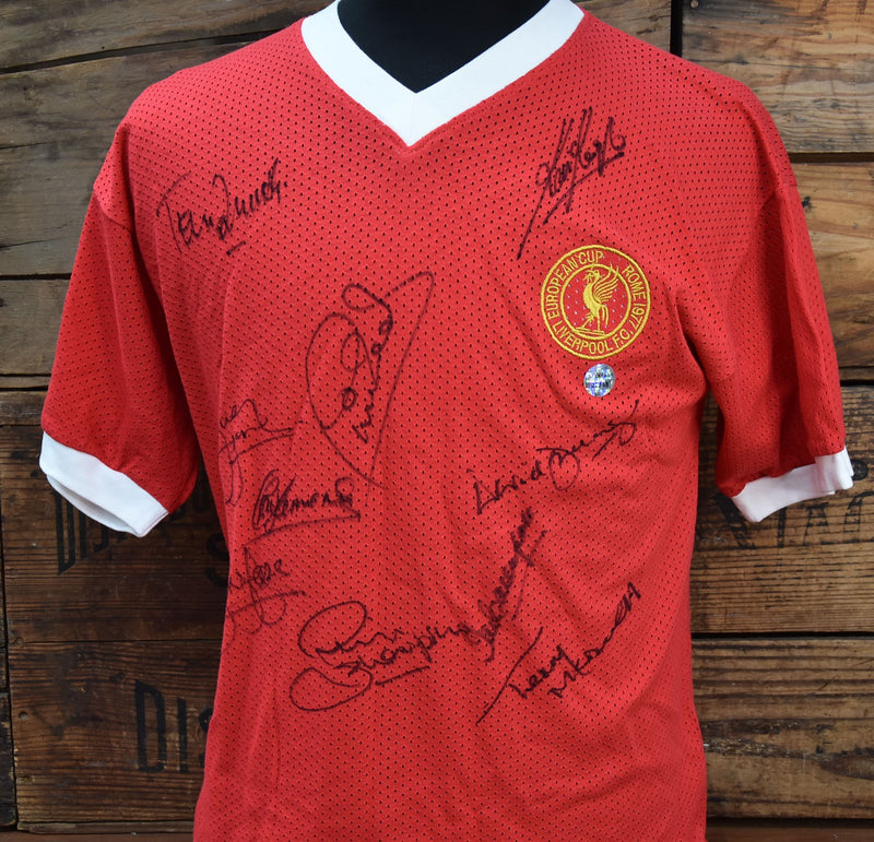 Load image into Gallery viewer, Liverpool 1977 European Cup Winners Signed Shirt, from Unique Memorabilia. 
