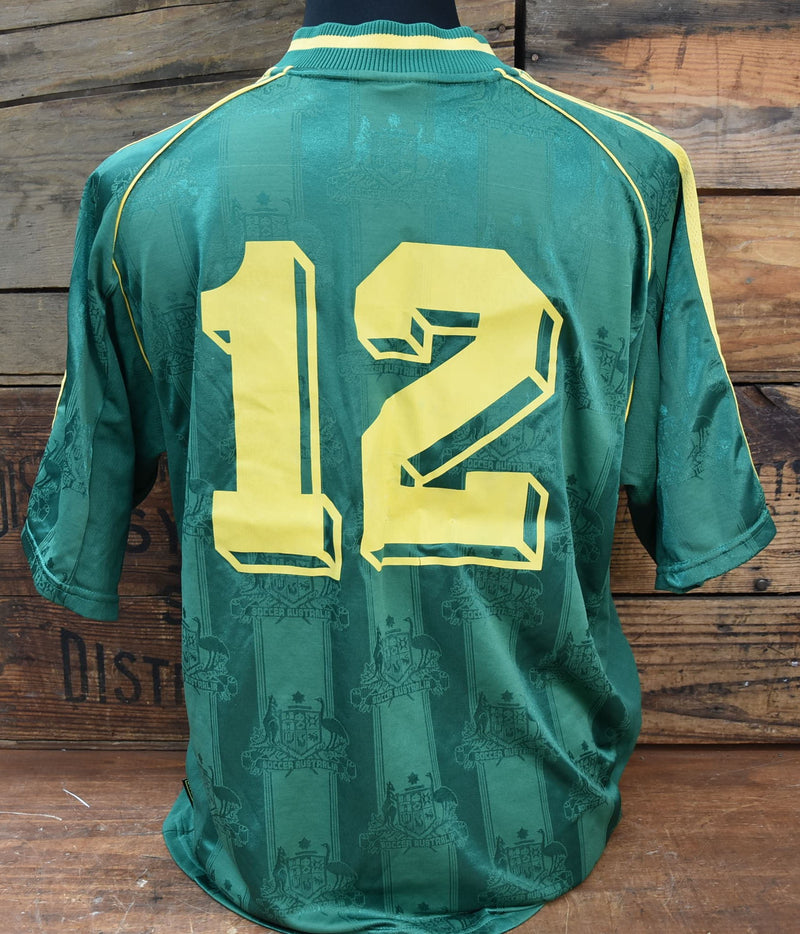 Load image into Gallery viewer, Socceroos 1999 Player Issued Shirt #12, from Unique Memorabilia. 
