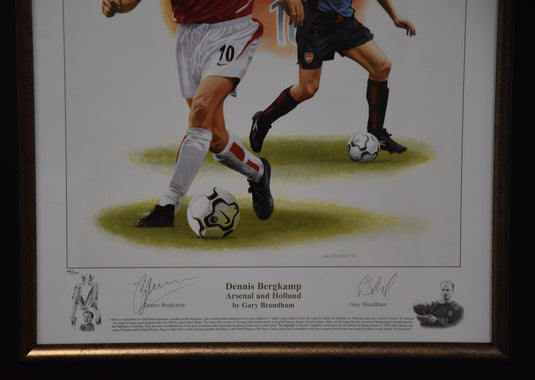 Dennis Bergkamp Personally Signed Arsenal and Holland Piece, from Unique Memorabilia. 