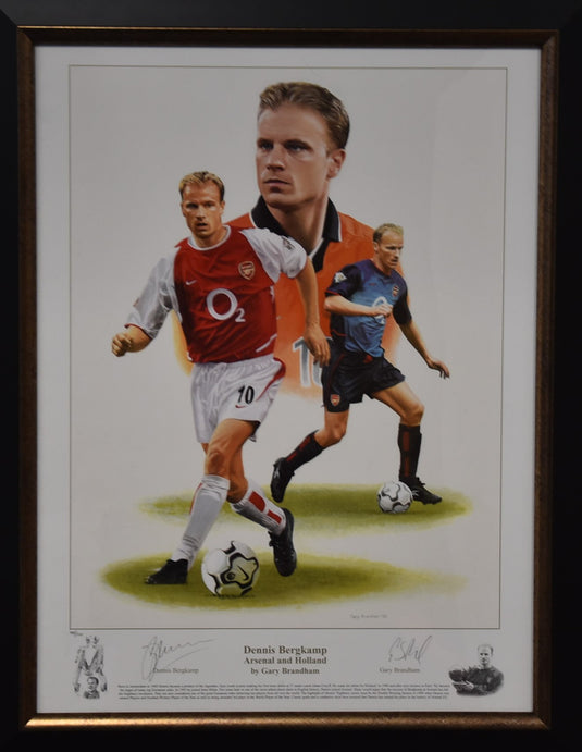 Dennis Bergkamp Personally Signed Arsenal and Holland Piece, from Unique Memorabilia. 