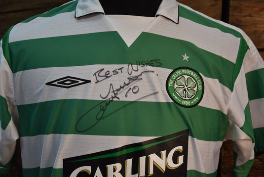 John Hartson Personally Signed Celtic Jersey, from Unique Memorabilia. 
