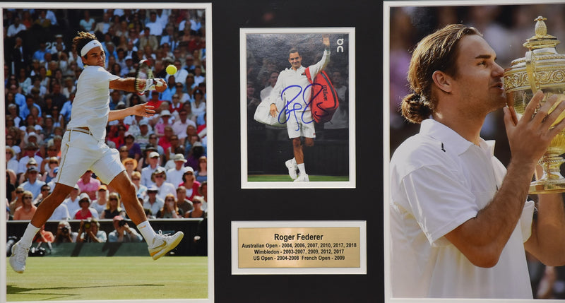 Load image into Gallery viewer, Roger Federer Personally Signed Wimbledon Champion Collage, from Unique Memorabilia. 

