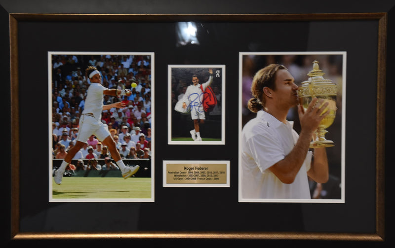 Load image into Gallery viewer, Roger Federer Personally Signed Wimbledon Champion Collage, from Unique Memorabilia. 
