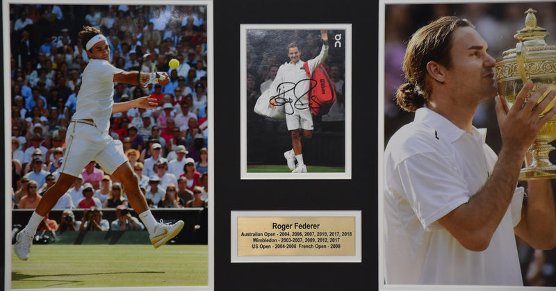 Load image into Gallery viewer, Roger Federer Personally Signed Celebratory Collage, from Unique Memorabilia. 
