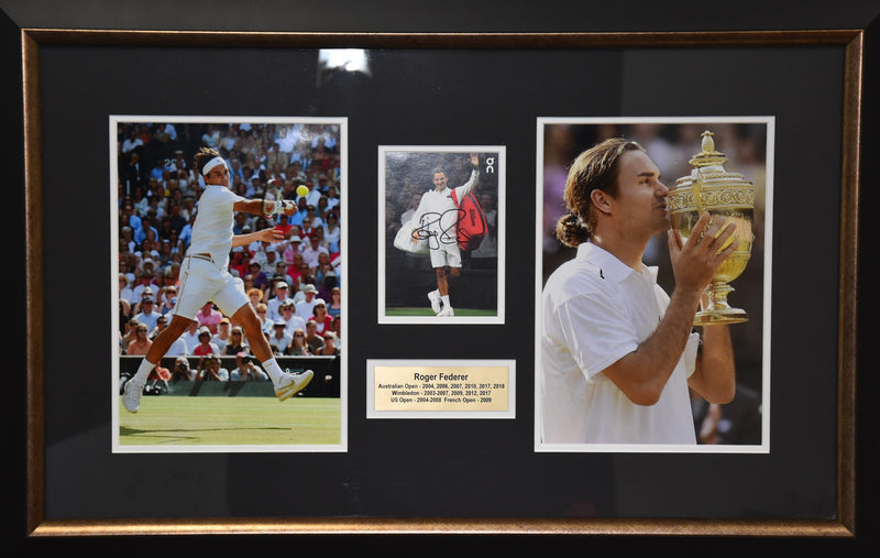 Load image into Gallery viewer, Roger Federer Personally Signed Celebratory Collage, from Unique Memorabilia. 
