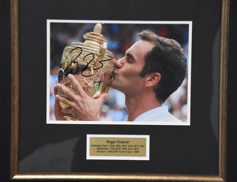 Load image into Gallery viewer, Roger Federer &#39;The Greatest on Grass&#39; Signed Portrait, from Unique Memorabilia. 
