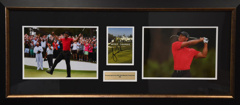 Load image into Gallery viewer, Tiger Woods 2006 HSBC Championship Signed Collage, from Unique Memorabilia. 
