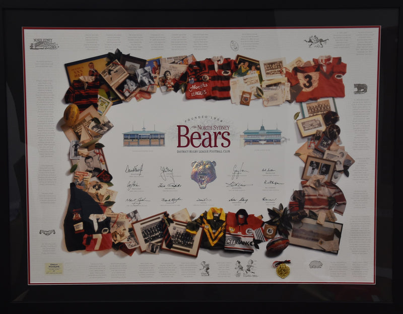 Load image into Gallery viewer, North Sydney Bears Signed Collage, from Unique Memorabilia. 
