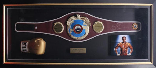 Mike Tyson Personally Signed Belt and Glove, Framed