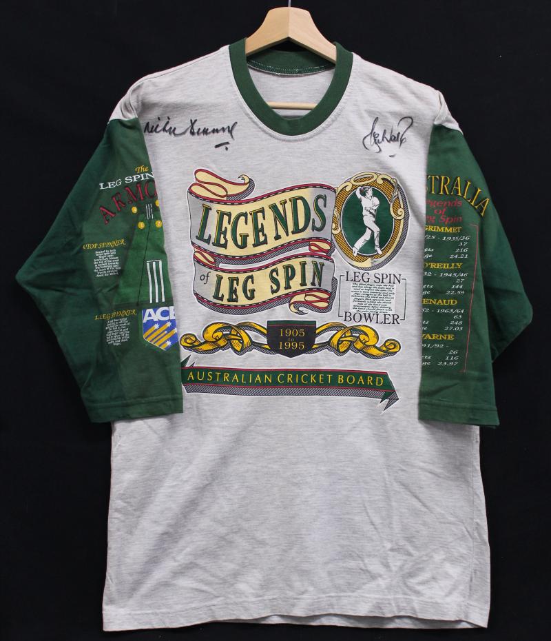 Load image into Gallery viewer, Shane Warne &amp; Richie Benaud Personally Signed "Legends of Leg Spin" Shirt
