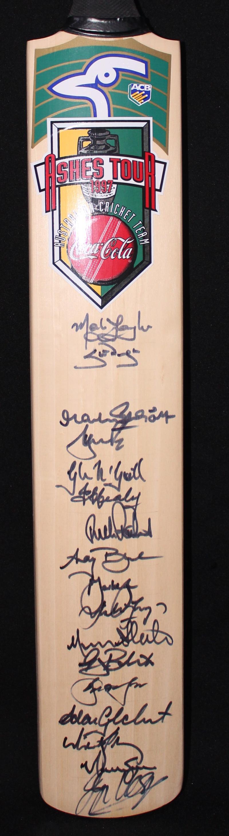 Load image into Gallery viewer, 1997 Australia Ashes Tour Signed Bat Incl Warne, Gilchrist, Ponting, Waugh
