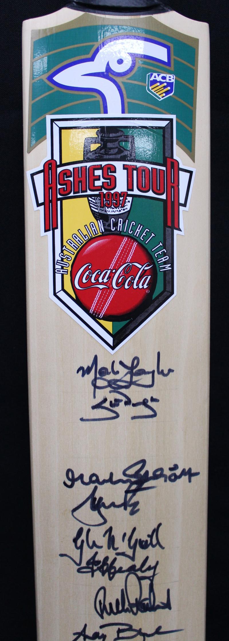 Load image into Gallery viewer, 1997 Australia Ashes Tour Signed Bat Incl Warne, Gilchrist, Ponting, Waugh
