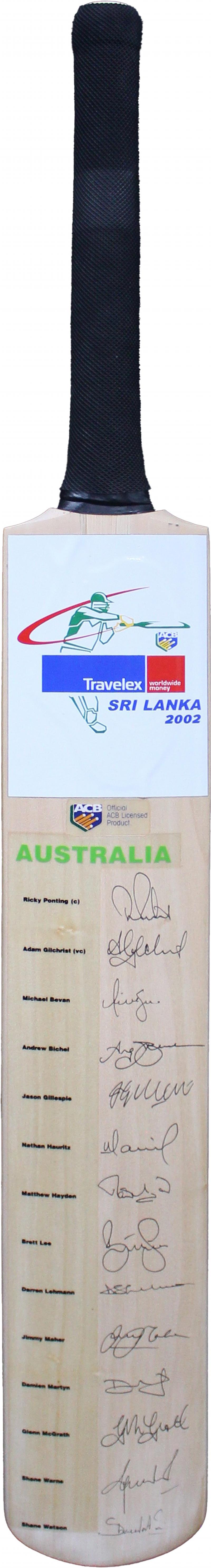 Load image into Gallery viewer, 2002 Australian Cricket Team Signed Bat Incl Warne, Ponting, Gilchrist, Lee
