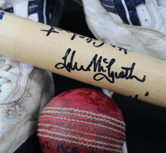 Jason Gillespie's Match Worn Boots, 5 Wicket Ball, and Test Used Stump, MCG Test 2000