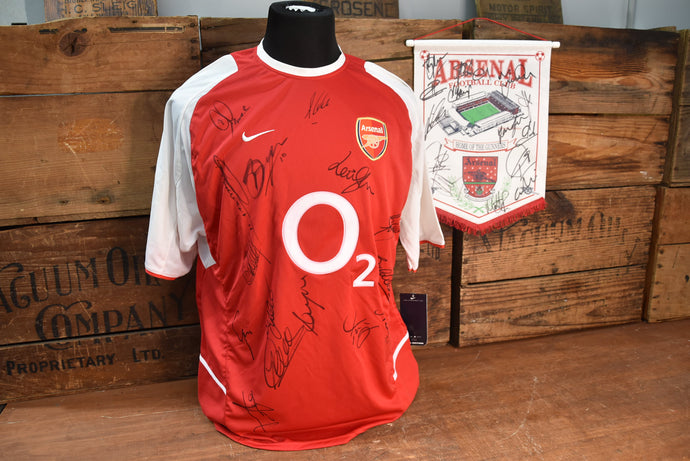 Arsenal 2002-2004 Team Signed Jersey + Bonus Signed Pennant