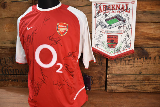 Arsenal 2002-2004 Team Signed Jersey + Bonus Signed Pennant