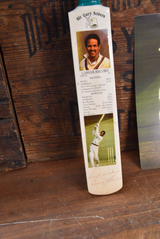 Sir Gary Sobers - 3 Personally Signed Items Incl Pic, Mini Bat, Ball