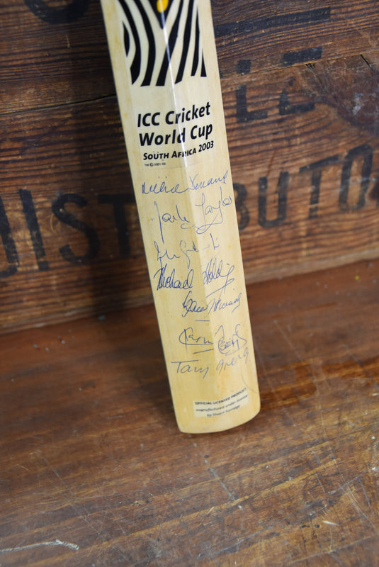 Australian & Commentary Team Hand Signed Mini Bat, World Cup 2003