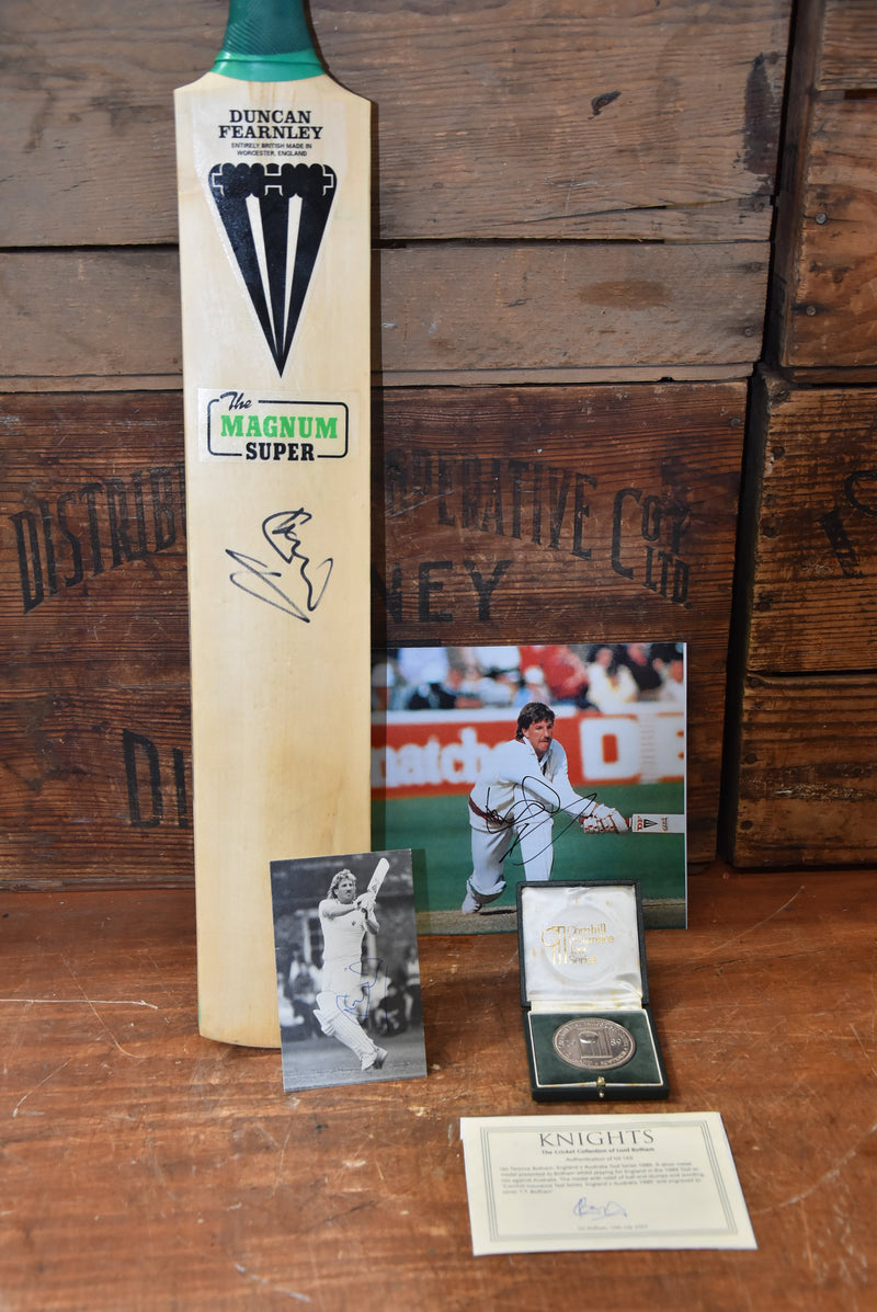 Load image into Gallery viewer, Lord Ian Botham Collection Incl. Player Medal, Signed Bat and Pics
