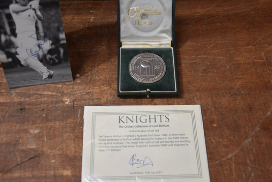 Lord Ian Botham Collection Incl. Player Medal, Signed Bat and Pics