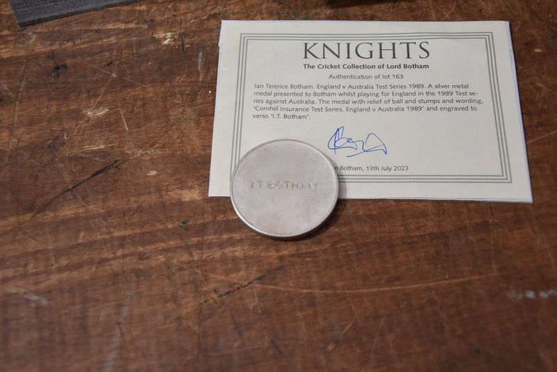 Load image into Gallery viewer, Lord Ian Botham Collection Incl. Player Medal, Signed Bat and Pics
