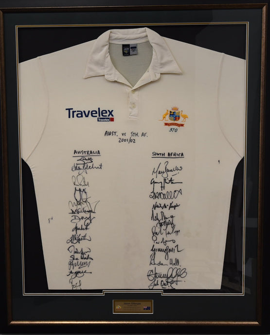2001/02 Australia vs South Africa Dual Team Signed Test Shirt, from Unique Memorabilia. 